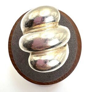 VTG Solid Sterling Silver 925 Puffed Spiral Swirl Design Band Ring Size 7.75